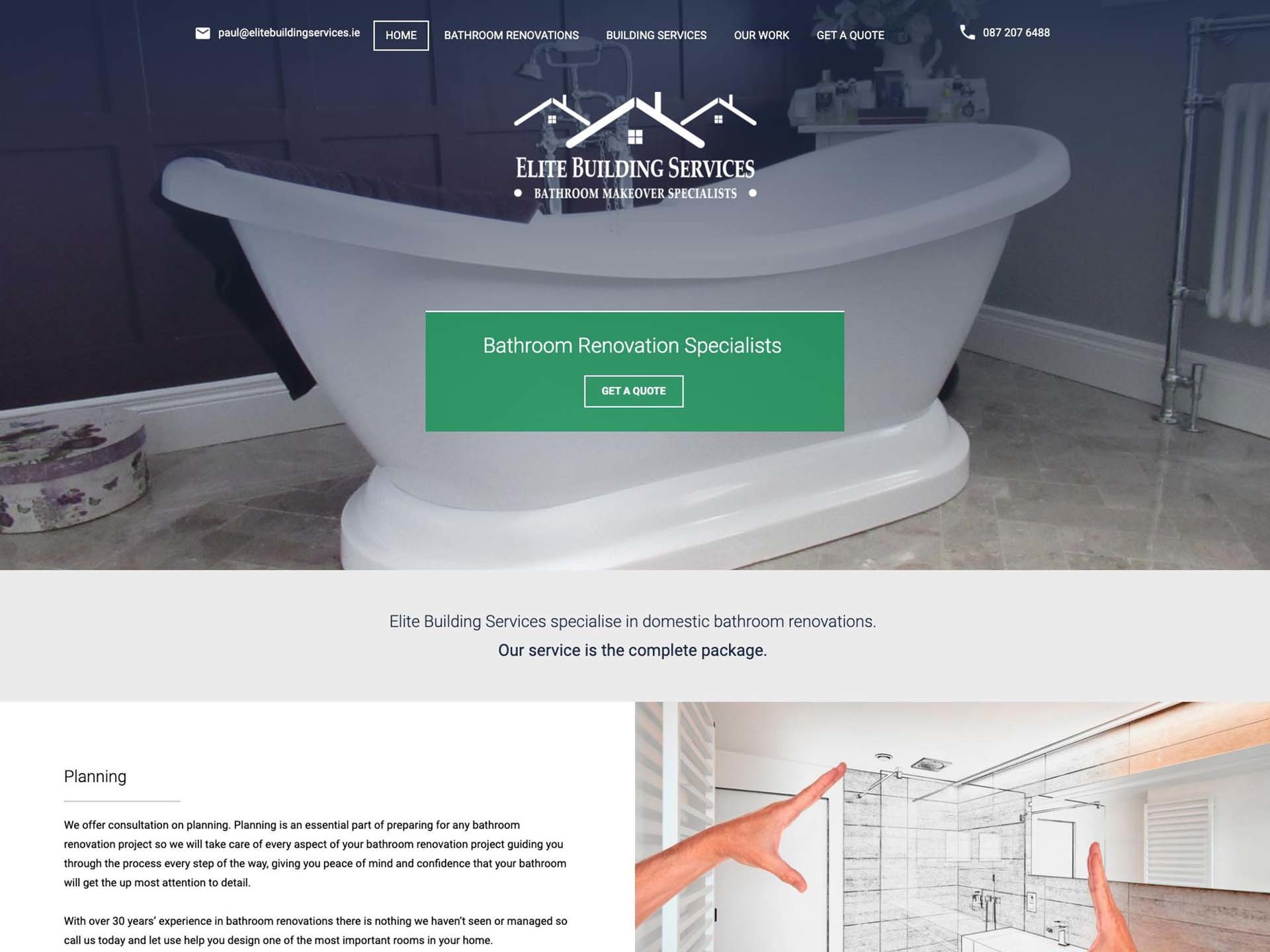The Elite Building Services website created by it'seeze Dublin
