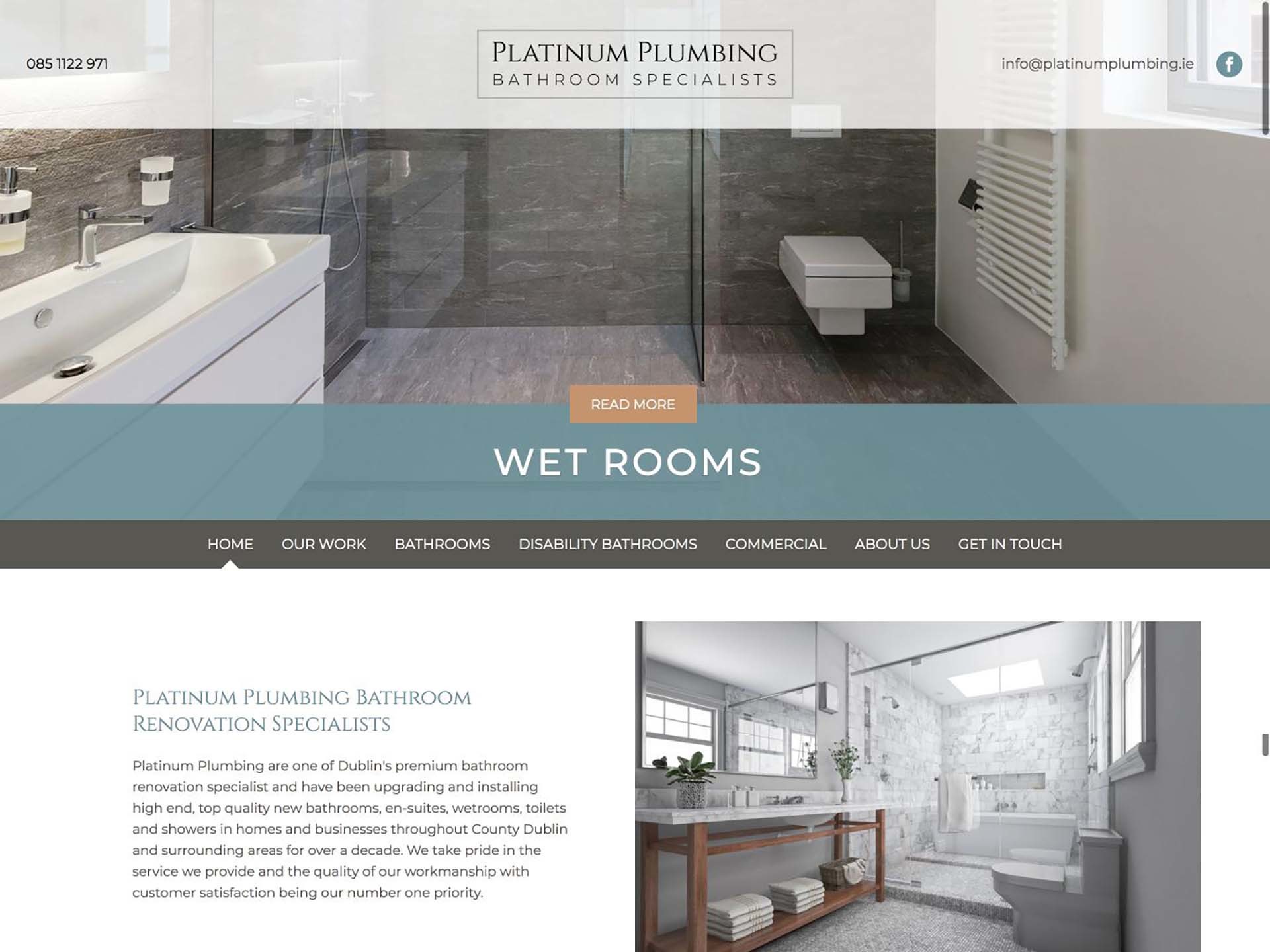 The Platinum Plumbing website created by it'seeze Dublin