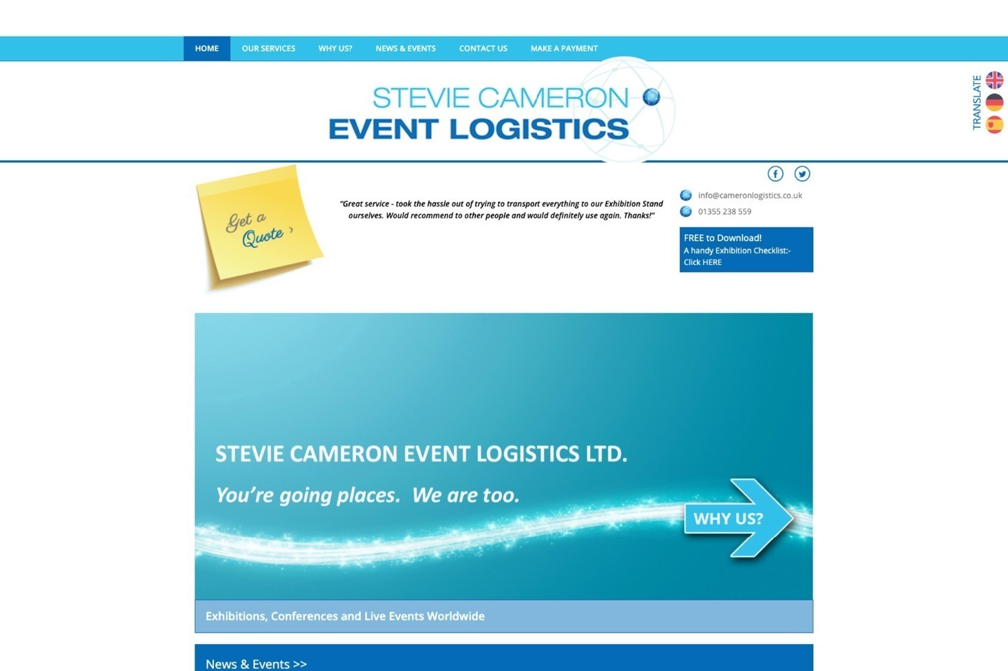 Steve Cameron Event Logistics website by it'seeze Dublin
